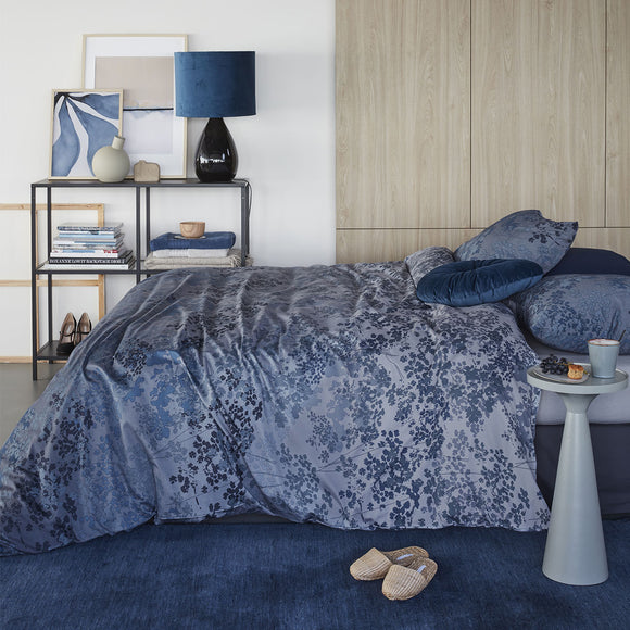 NNEDSZ Bedding House Pantalla Blue Bamboo Cotton Quilt Cover Set King