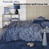 NNEDSZ Bedding House Pantalla Blue Bamboo Cotton Quilt Cover Set King