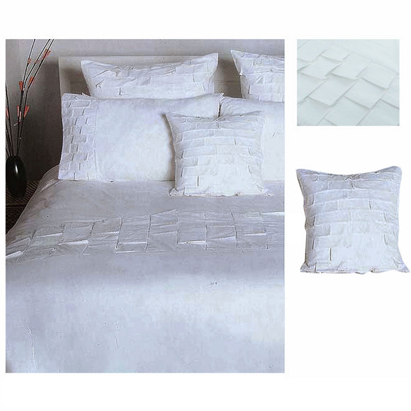 NNEDSZ Accessorize Pleats White Cotton Quilt Cover Set DOUBLE + 1 Free Bonus Cushion Cover