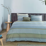 NNEDSZ Bedding House Rhythm Blue Green Cotton Sateen Quilt Cover Set King