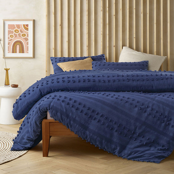 NNEDSZ Vintage Design Homewares Sans Sovci Bijou Blue Cotton Quilt Cover Set Queen