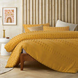 NNEDSZ Vintage Design Homewares Sans Sovci Ochre Cotton Quilt Cover Set Double