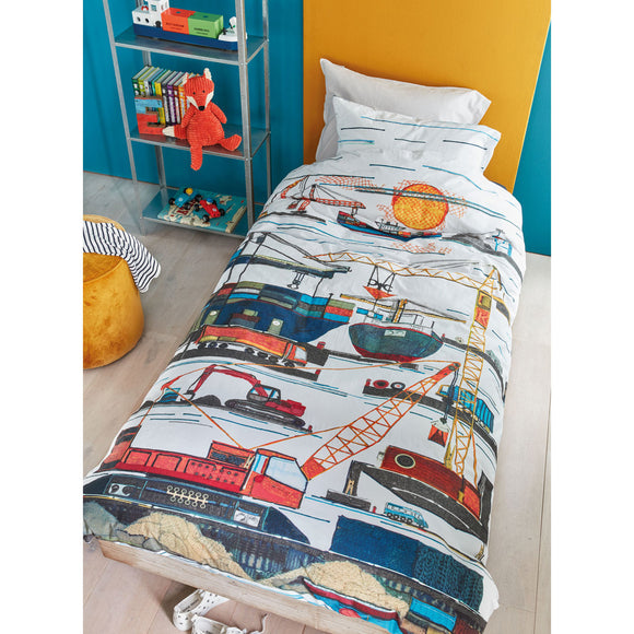 NNEDSZ Bedding House Seaport Multi Cotton Quilt Cover Set Single