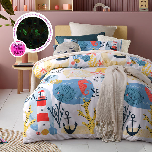 NNEDSZ Seaside Glow in the Dark Quilt Cover Set Single