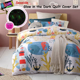 NNEDSZ Seaside Glow in the Dark Quilt Cover Set Single