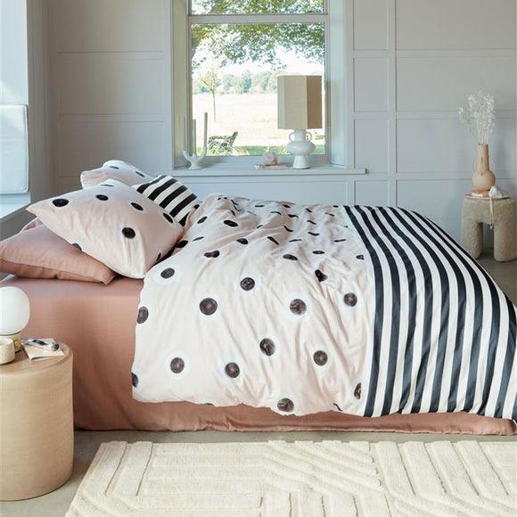 NNEDSZ VTWonen Stripe and Eye Natural Cotton Quilt Cover Set Queen