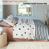 NNEDSZ VTWonen Stripe and Eye Natural Cotton Quilt Cover Set Queen
