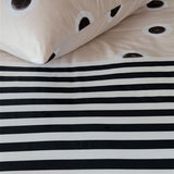 NNEDSZ VTWonen Stripe and Eye Natural Cotton Quilt Cover Set Queen