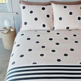 NNEDSZ VTWonen Stripe and Eye Natural Cotton Quilt Cover Set Queen