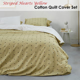 NNEDSZ VTWonen Striped Hearts Yellow Cotton Quilt Cover Set King