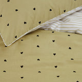 NNEDSZ VTWonen Striped Hearts Yellow Cotton Quilt Cover Set King
