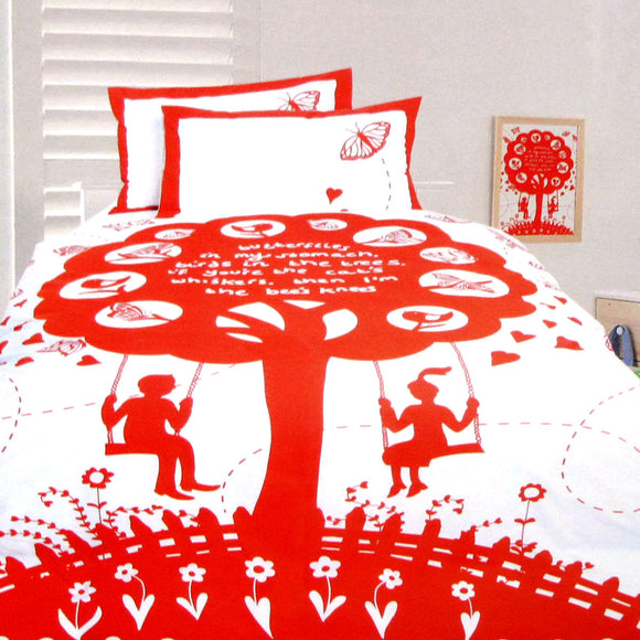 NNEDSZ The Bees Knees Red Quilt Cover Set Double