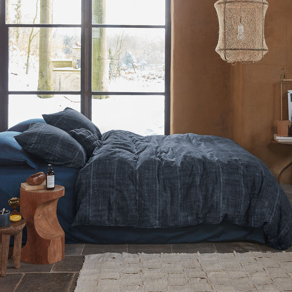 NNEDSZ Studio Vintage Indigo Dark Blue Cotton Quilt Cover Set King