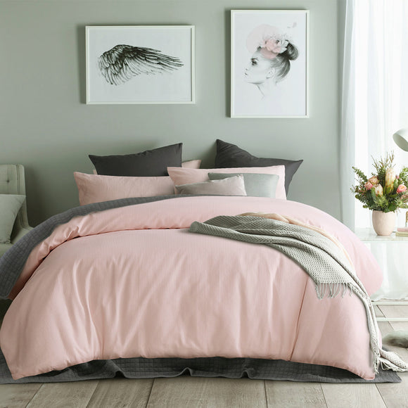 NNEDSZ Accessorize Waffle Blush Cotton Quilt Cover Set King