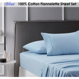 NNEDSZ Accessorize Cotton Flannelette Sheet Set Blue Double