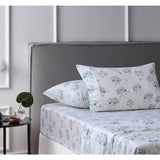 NNEDSZ Accessorize Cotton Flannelette Sheet Set Flower Bunch Light Blue Double