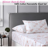 NNEDSZ Accessorize Cotton Flannelette Sheet Set Flower Bunch Pink King