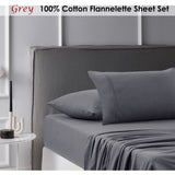 NNEDSZ Accessorize Cotton Flannelette Sheet Set Grey Double