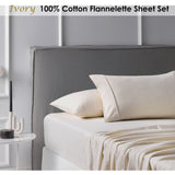 NNEDSZ Accessorize Cotton Flannelette Sheet Set Ivory Queen