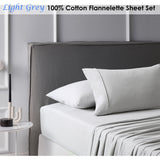 NNEDSZ Accessorize Cotton Flannelette Sheet Set Light Grey Single