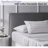 NNEDSZ Accessorize Cotton Flannelette Sheet Set Weathered Stripe - Double