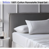 NNEDSZ Accessorize Cotton Flannelette Sheet Set White Double