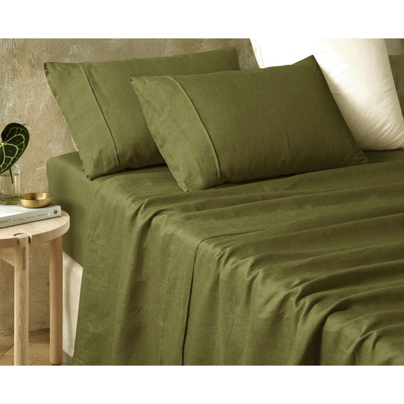 NNEDSZ Vintage Design Homewares Hemp Fern Sheet Set King