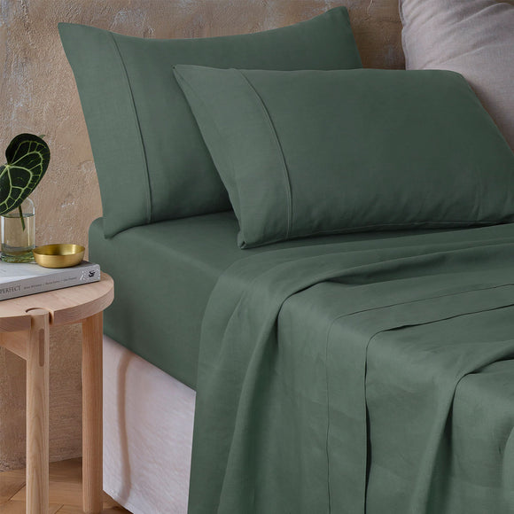 NNEDSZ Vintage Design Homewares Sea Green 100% Hemp Sheet Set King