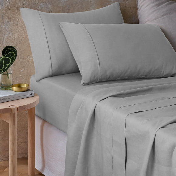 NNEDSZ Vintage Design Homewares Silver 100% Hemp Sheet Set King