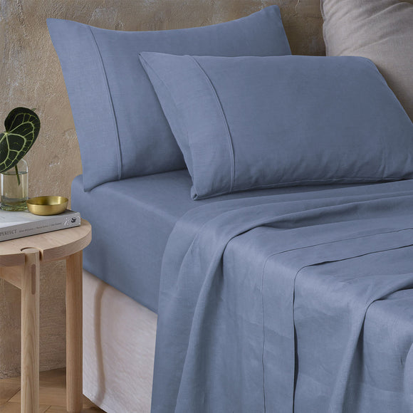 NNEDSZ Vintage Design Homewares Sky Blue 100% Hemp Sheet Set Queen