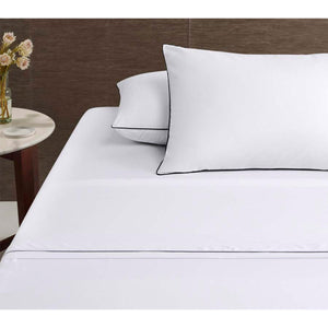 NNEDSZ Accessorize White/Black Piped Hotel Deluxe Cotton Sheet Set King
