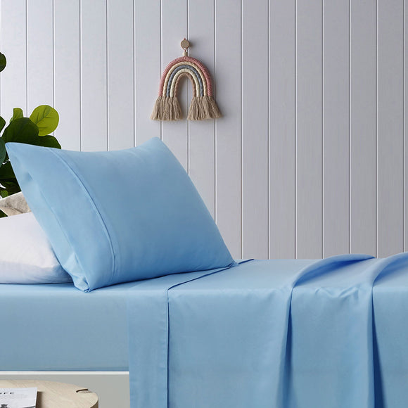 NNEDSZ Blue Plain Dyed Microfibre Sheet Set King Single