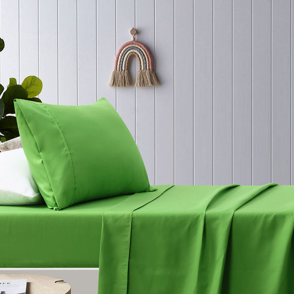 NNEDSZ Green Plain Dyed Microfibre Sheet Set Double