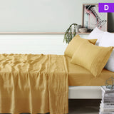 NNEDSZ Vintage Design Homewares 100% Linen Ochre Sheet Set Double