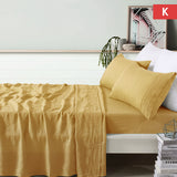 NNEDSZ Vintage Design Homewares 100% Linen Ochre Sheet Set King