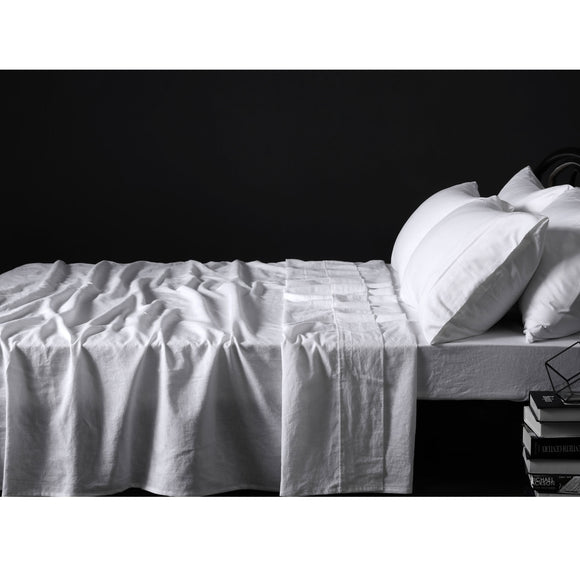 NNEDSZ Vintage Design Homewares 100% Linen White Sheet Set SINGLE