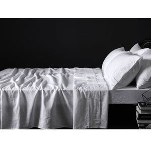 NNEDSZ Vintage Design Homewares 100% Linen White Sheet Set SUPER KING
