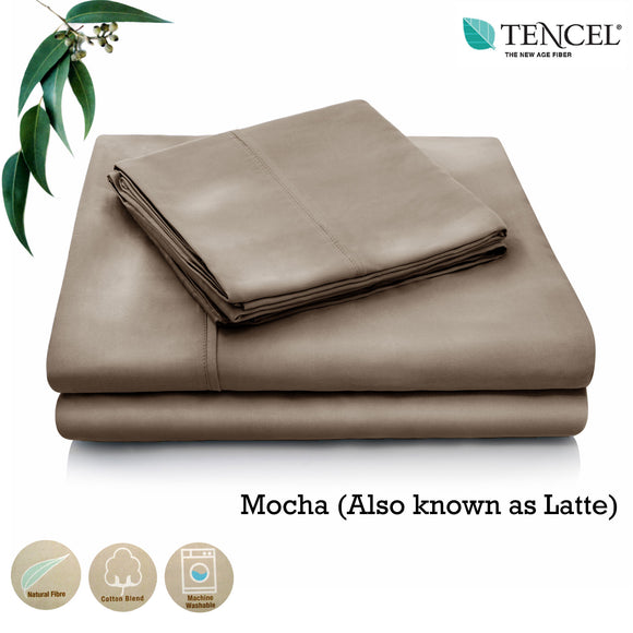 NNEDSZ Accessorize Tencel Cotton Blend Sheet Set Mocha (Also Known as Latte) Single
