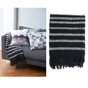 NNEDSZ Bedding House Cotton Fringe Throw Rug Honshu Black