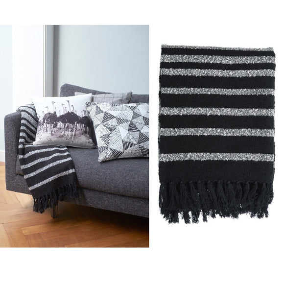 NNEDSZ Bedding House Cotton Fringe Throw Rug Honshu Black