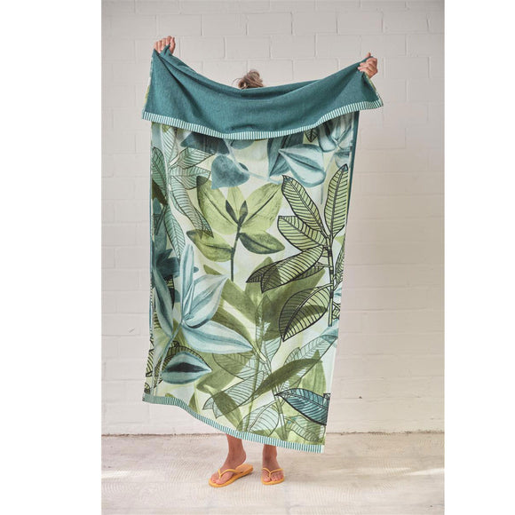 NNEDSZ Bedding House Jungle Vibe Green Cotton Velour Beach Towel