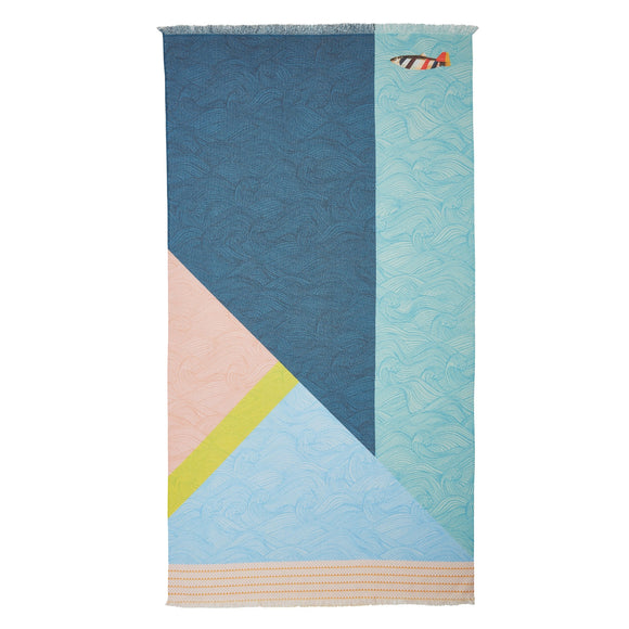 NNEDSZ Oilily Cotton Digital Print Large Towel Stormy Waves