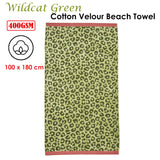 NNEDSZ Bedding House Wildcat Green Cotton Velour Beach Towel