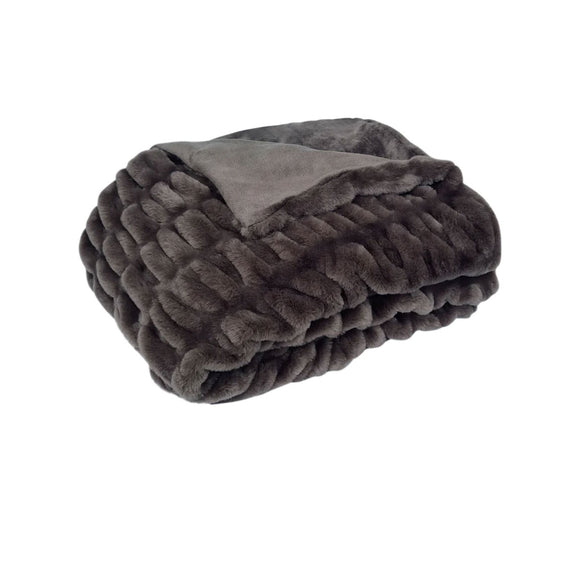 NNEDSZ Home Skyler Chocolate Faux Fur Throw Rug 130 x 160cm