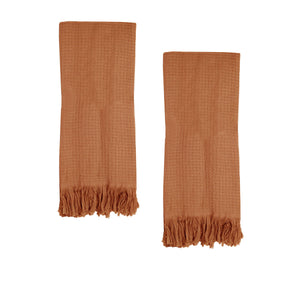 NNEDSZ Home 400GSM Camila Set of 2 Cotton Waffle Hand Towels 45 x 65 cm Earth