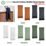NNEDSZ Home 400GSM Camila Set of 2 Cotton Waffle Hand Towels 45 x 65 cm Earth