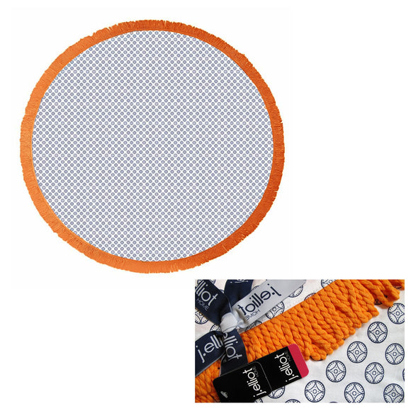 NNEDSZ Home Koel Round Cotton Turkish Towel Navy/ Orange