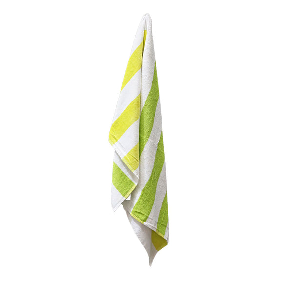 NNEDSZ Home 400GSM Premium Cotton Reversible Striped Beach Towel 76 x 152 cm Lime Green