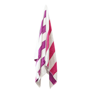 NNEDSZ Home 400GSM Premium Cotton Reversible Striped Beach Towel 76 x 152 cm Pink Purple
