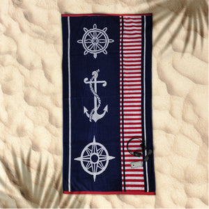 NNEDSZ Rans Premium Cotton Jacquard Beach Towel Sailor Blue